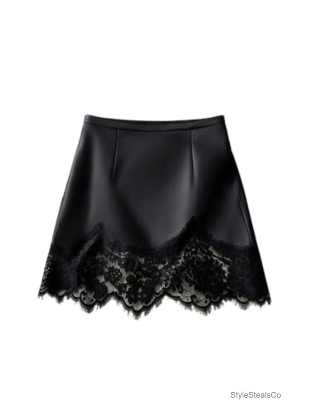 Satin Lace Mini Skirt A-Line Coquette Date Night Going Out